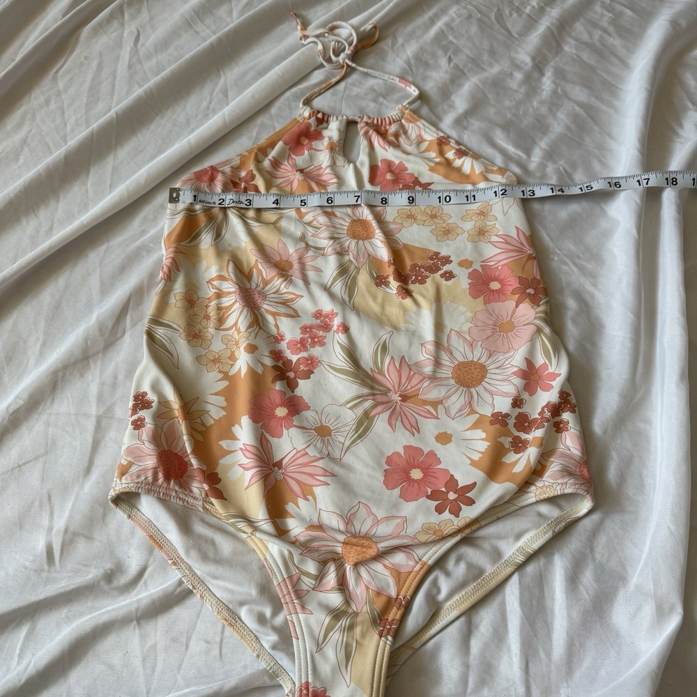 Billabong Floral Halter One Piece Swimsuit Small Retro Boho Swim - Picture 7 of 7